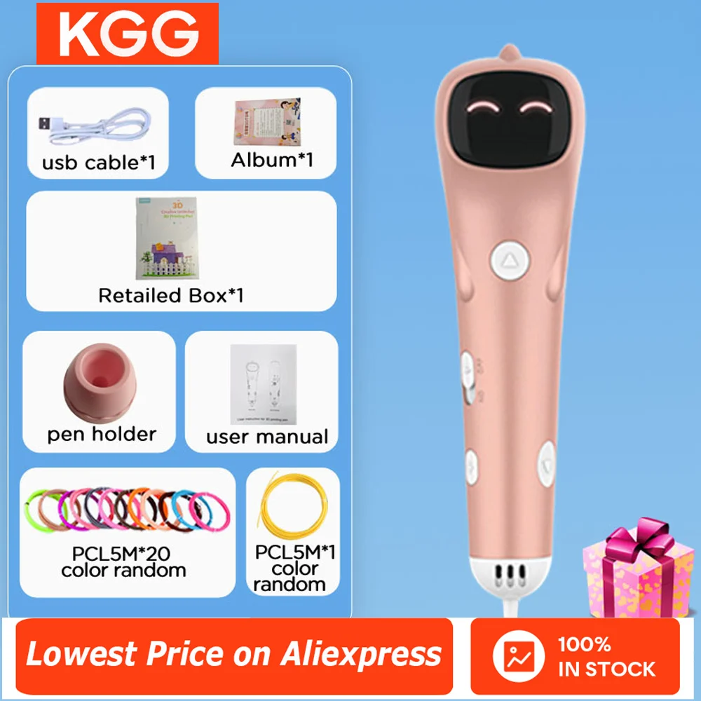 Pluma de impresión 3D de baja temperatura, filamento PCL, pantalla Digital antiescaldaduras, bricolaje para bolígrafo de dibujo 3D, juguetes de regalo para niñas y niños