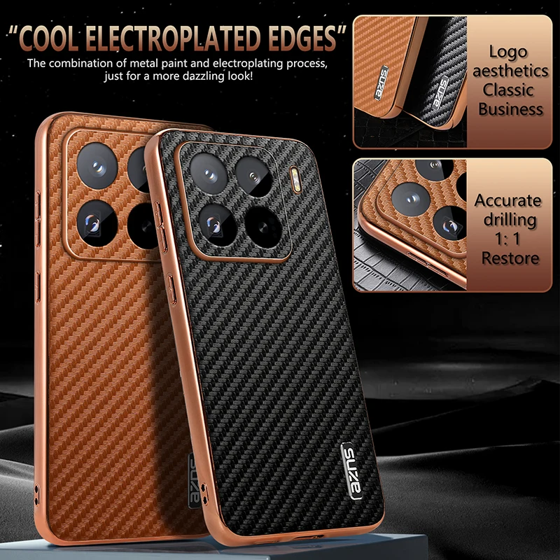 Para Xiaomi Mi 15T Pro funda de lujo PU chapado de fibra de carbono funda protectora trasera para Xiaomi Mi 15T 14T Pro 15Pro carcasa de teléfono - imagen 2