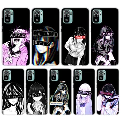 Triste Anime estético Senpai funda de teléfono de silicona para Xiaomi Redmi 12 12C 13 13C 14C 10 10A 10C 9 9A 9C 9T 8 8A 7 7A 6 6A K70 K60 K2