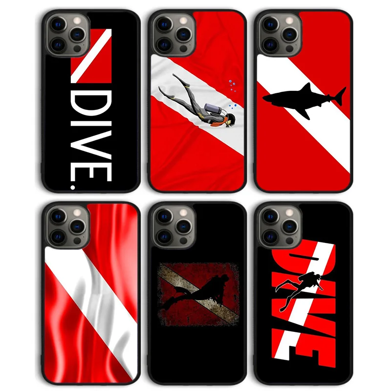 Funda trasera para teléfono con bandera de buceo para iPhone 17 Air 16 15 14 13 11 12 Pro Max Plus