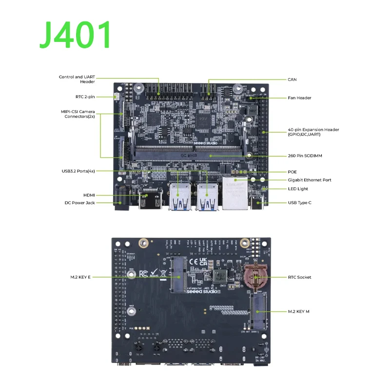 Seeed A205/A203/A205E /A603/A608/A607/J101/J202 /J401/J501 Placa portadora para Jetson Nano/ORIN Nano/ORIN NX/XavierNX/TX2/AGX Orin - imagen 4