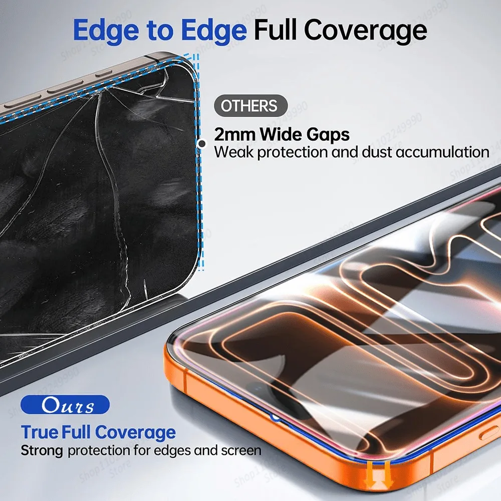 4 Uds cubierta completa de vidrio templado para iPhone 17 16 15 14 Pro Max Air 13 12 Mini Protector de pantalla para iPhone 13 12 11 Pro 15 14 Plus - imagen 5