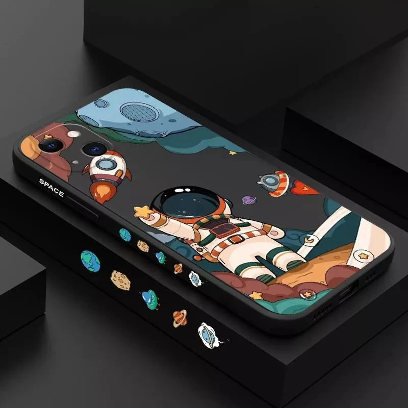Funda para iPhone 14 Pro Max, funda para iPhone 11, fundas de astronauta espacial de dibujos animados para iPhone 13 12 XS Max X 7 8 Plus, funda suave