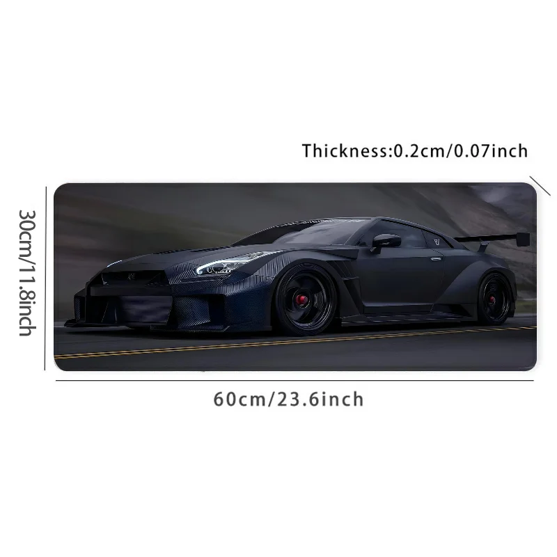 Alfombrilla de ratón grande para coche deportivo de carreras, color negro, 900x400MM, borde cosido de goma, accesorio de escritorio XXL para el hogar y la Oficina para entusiastas del coche - imagen 4