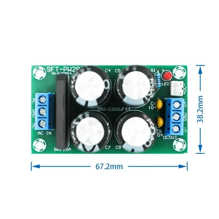 1 Uds PW28 filtro de potencia Dual placa amplificadora de potencia rectificador de alta corriente 25A puente plano placa de alimentación no regulada DIY - imagen 3