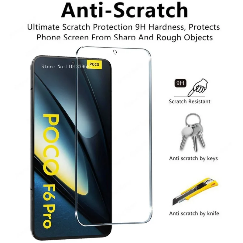 4 Uds protectores de pantalla HD para Poco F6 X6 Pro 5G X5 F5 F4 GT X4 M4 M3 M6 X3 Pro F3 M5 C65 vidrio para Poco F6 X6 Pro vidrio templado - imagen 5
