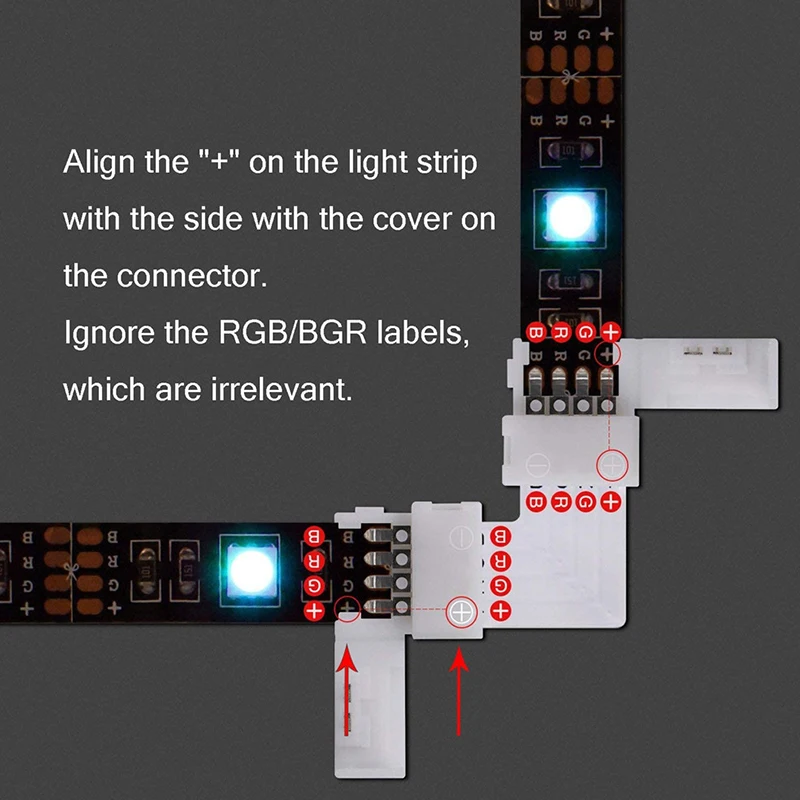 Conector RGB, cable de extensión LED en forma de L de 4 pines, conector LED ABS de 90 grados de 4 pines RGB para tira de luz Led 5050 - imagen 3