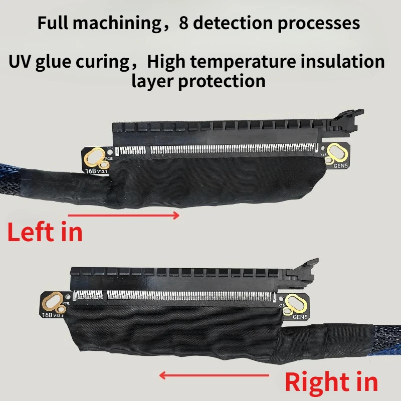 Tarjeta gráfica externa del servidor PCIE 5.0 X16 180 °   Cable de extensión recto 64GB\S GEN 5 Adaptador GPU de cable flexible para servidor sin pérdidas - imagen 5