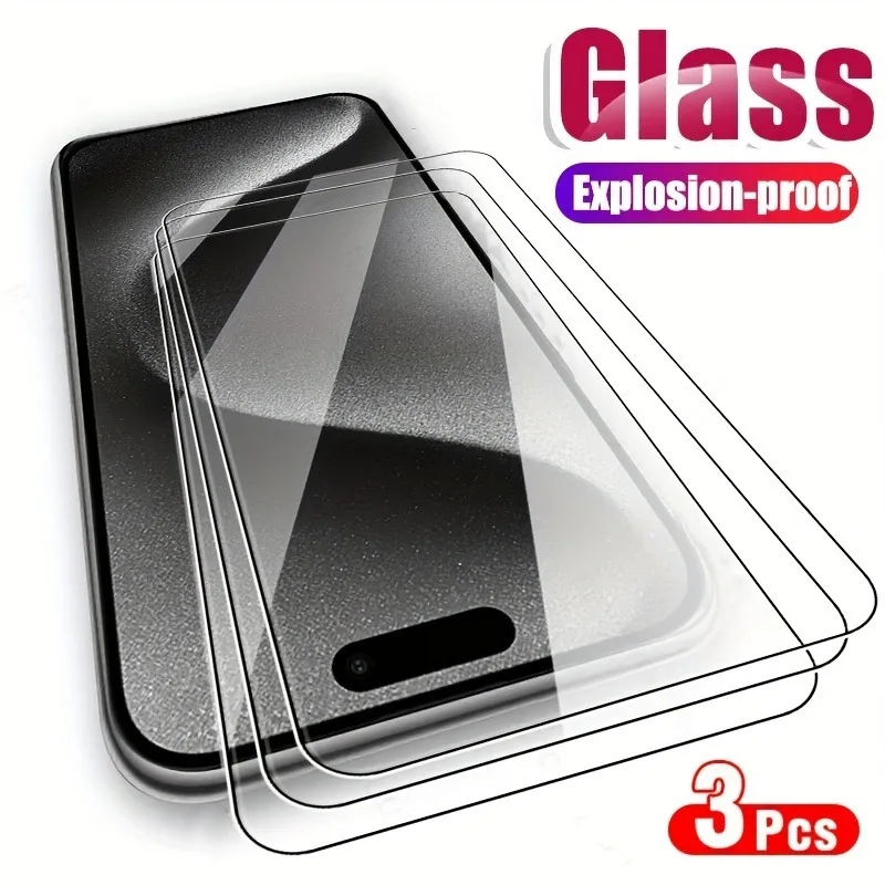 3 uds HD vidrio templado transparente para iPhone 11 12 13 14 15 16 17 Pro Max vidrio Protector para IPhone 16e 17Air 15 14 Plus XR XS película