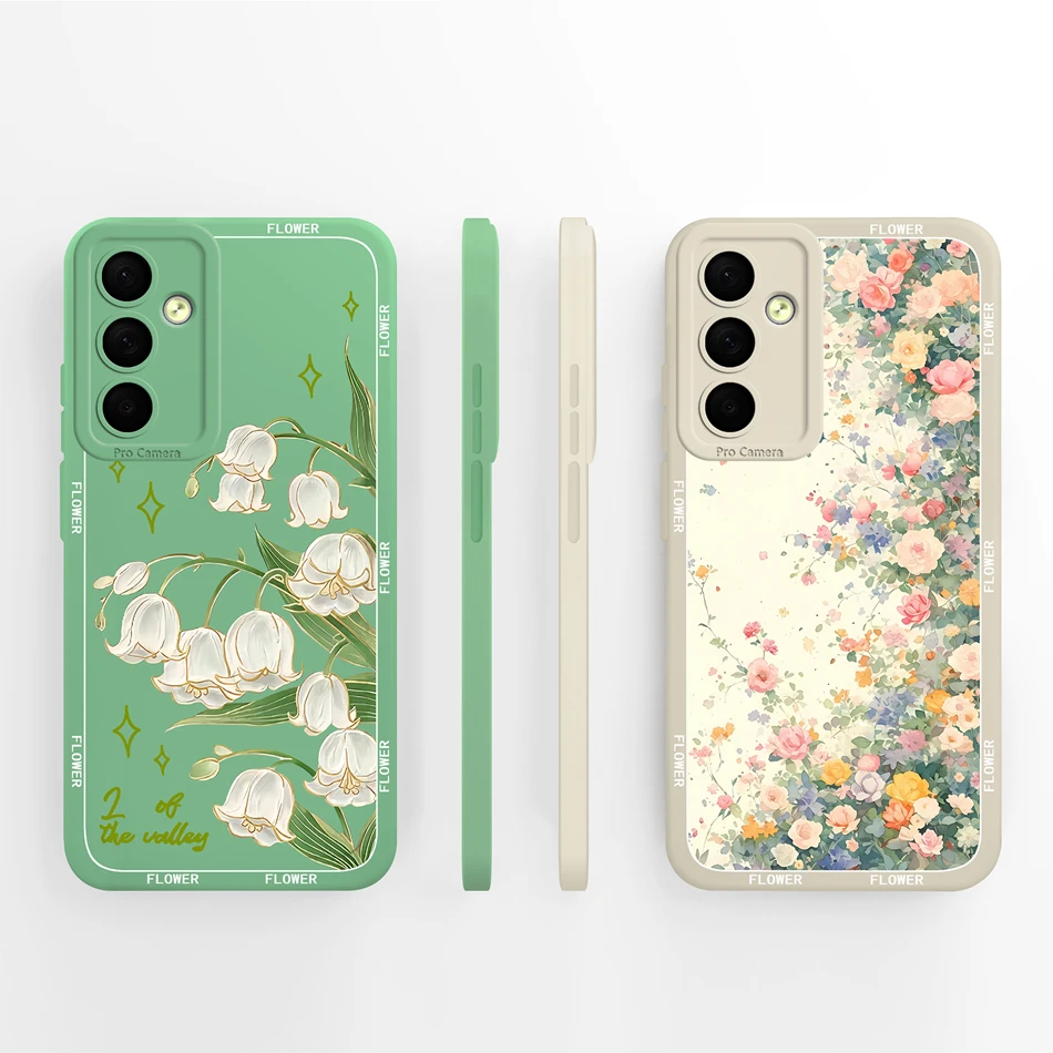 Para Samsung Galaxy M55 C55 F55 M35 5G funda de teléfono lindos patrones de flores de animales suave suave silicona líquida anticaída carcasa duradera - imagen 4