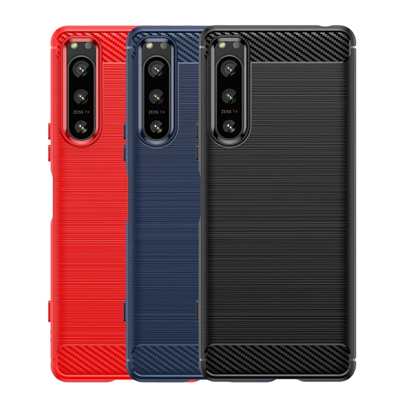 Funda trasera suave de TPU para Sony Xperia 5 IV, carcasa de fibra de carbono para Sony Xperia 5 IV - imagen 2
