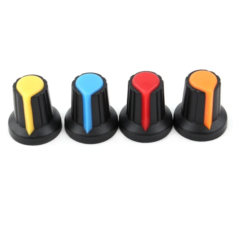 30 unids/lote WH148 tapa de perilla de potenciómetro (núcleo de cobre) 15X17mm 6mm agujero del eje AG2 adaptador de corriente tapas de interruptor 5 valores * 6 uds = 30 Uds - imagen 5