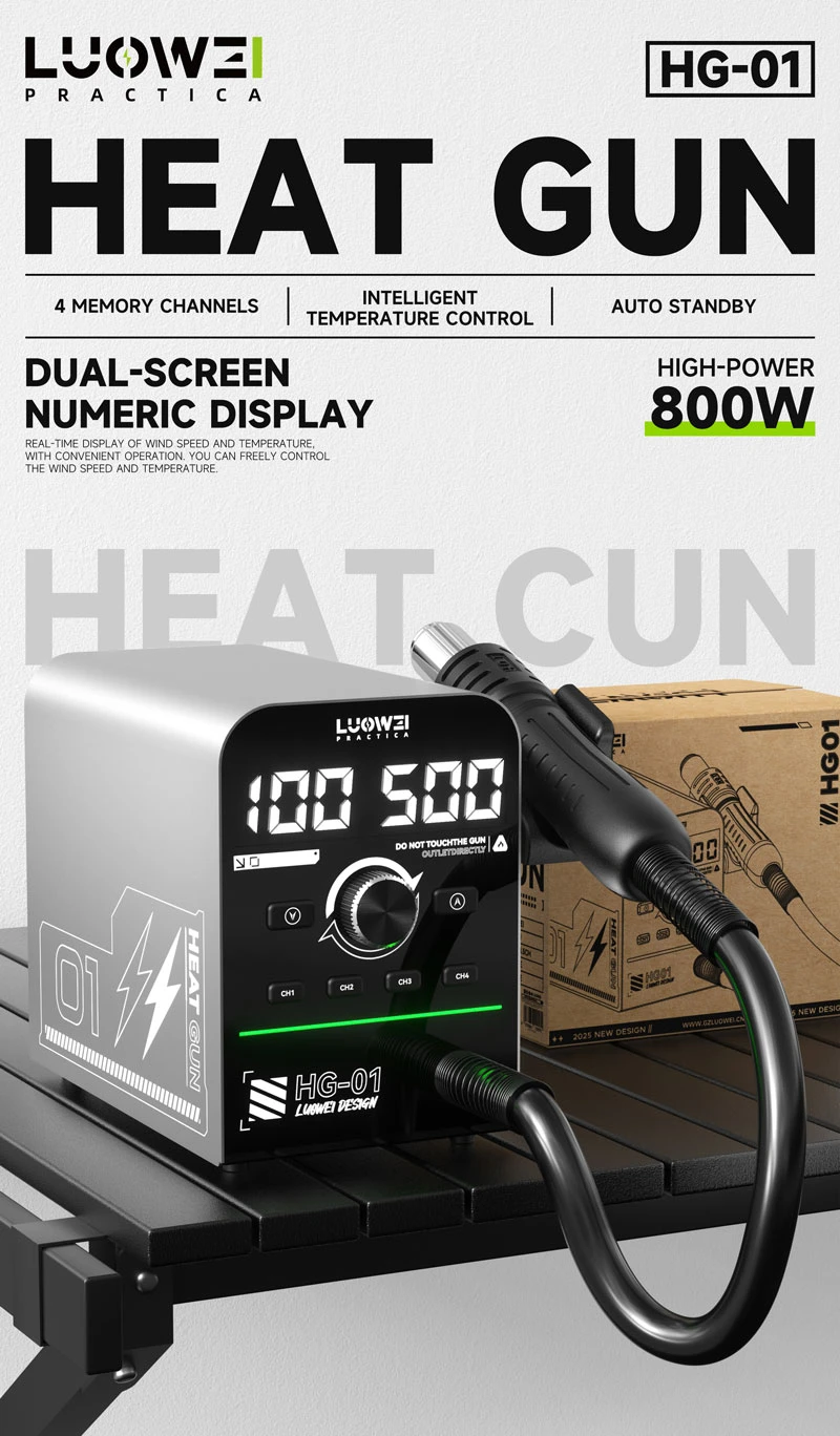 LUOWEI HG-01 Pistola de aire caliente 800W Estación de soldadura de retrabajo BGA Estación de pistola de aire de calor de soldadura 220V / 110V - imagen 2