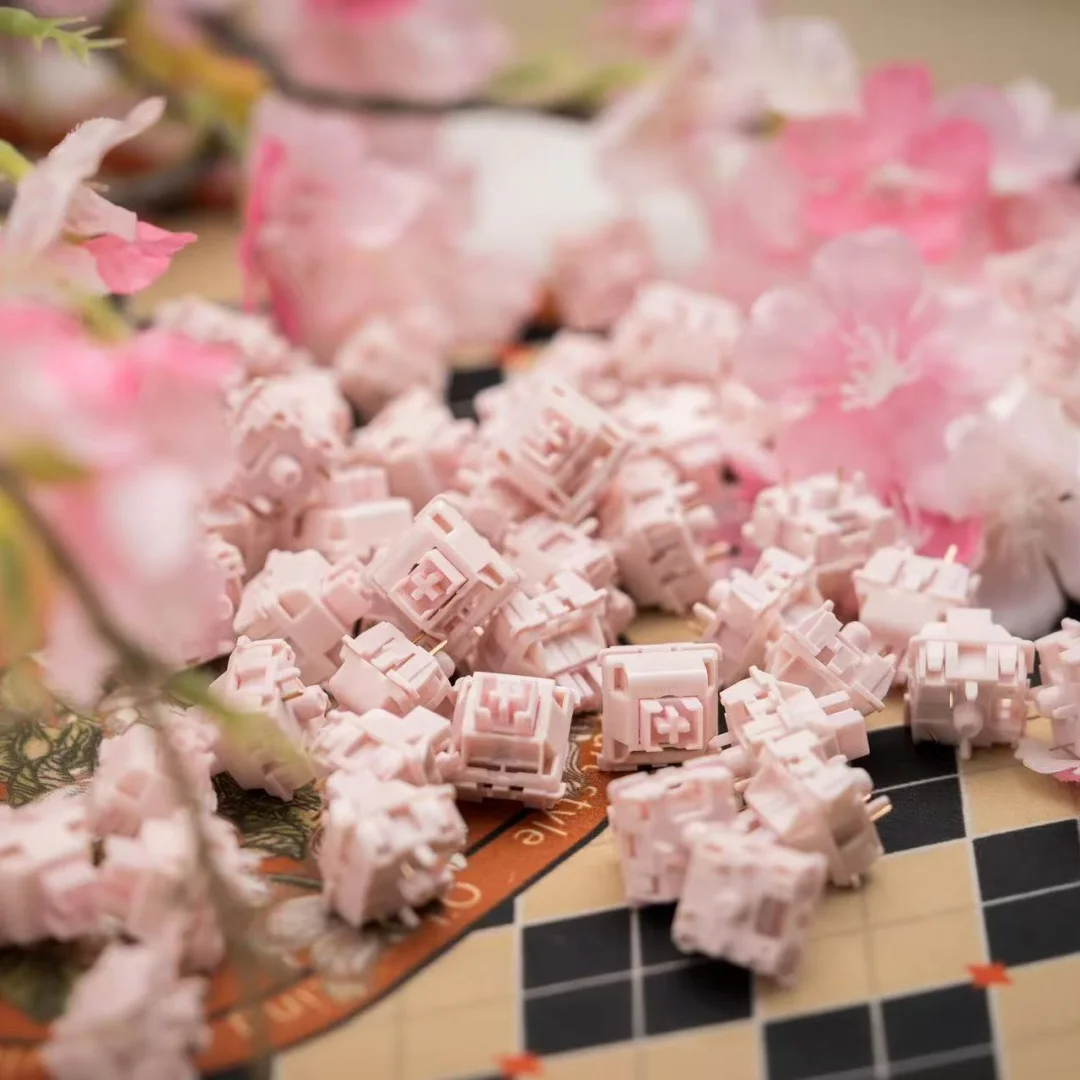 Interruptor HUANO Sakura, interruptores lineales silenciosos 35gf, interruptor de teclado personalizado prelubricado de 5 pines para teclado mecánico de oficina de juegos DIY - imagen 4