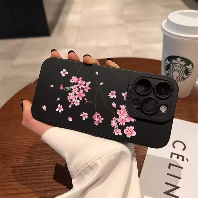 Funda para Redmi Note 14 fundas Redmi 14C funda con patrón de flor de cerezo roja para Xiaomi Redmi Note 12 13 11 Pro Plus 12S 11S 13C - imagen 2