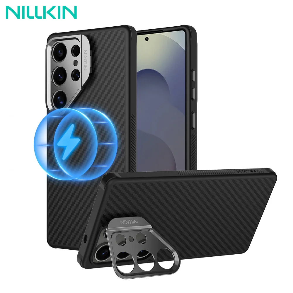 For Samsung Galaxy S25 Ultra NILLKIN Aramid Fiber Magsafe Case With Fold Kickstand For Samsung S25 Ultra Magnetic Phone Case - imagen 2