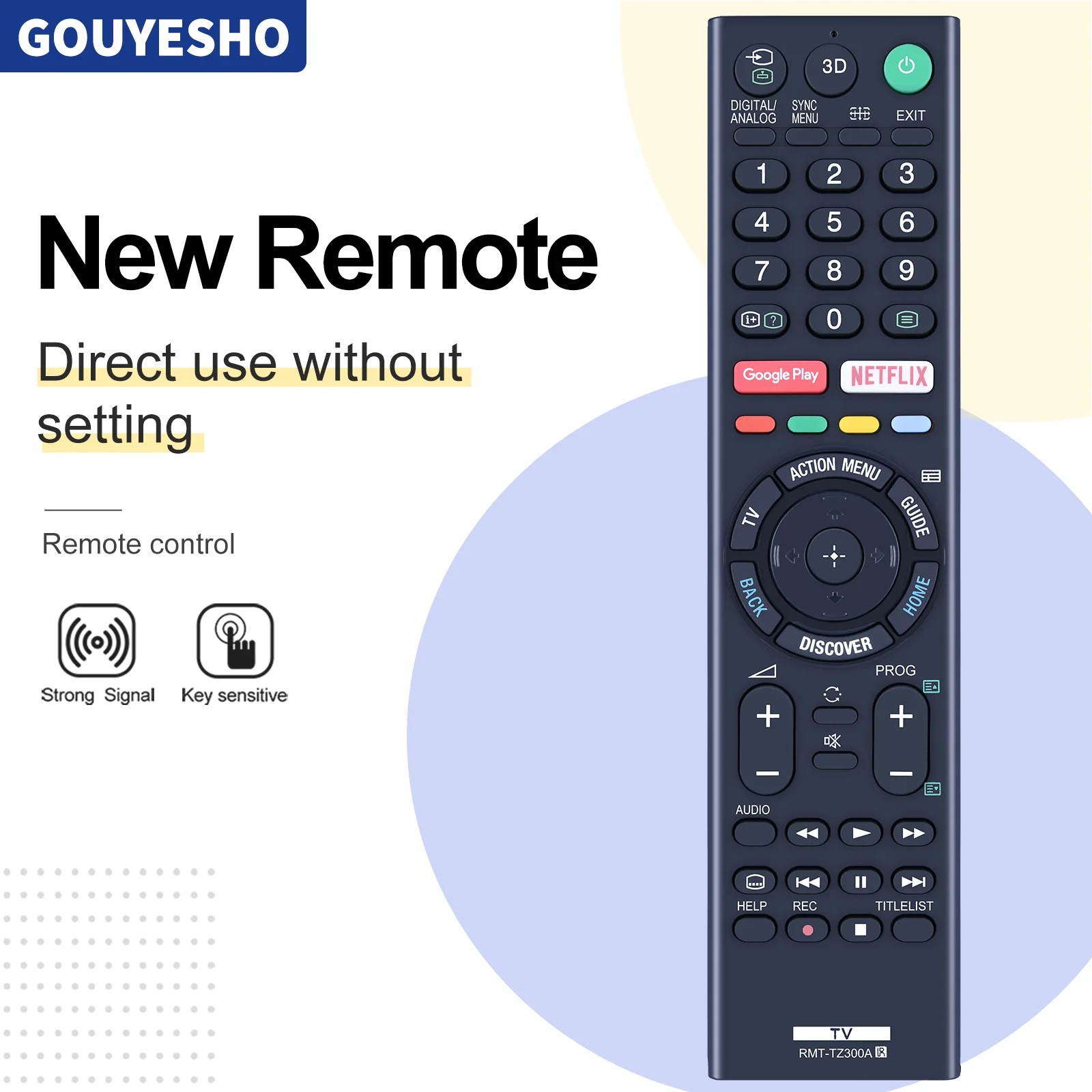 Mando a distancia Compatible con Sony TV RMT-TZ300A, XBR-55X810C, nuevo, XBR-65X810C