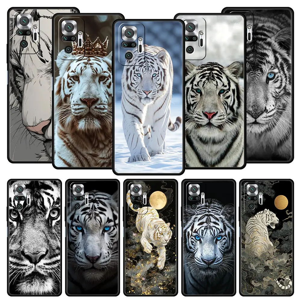 Funda de teléfono Animal tigre blanco para Xiaomi Redmi Note 14 13 12 5G 11 10 Pro Plus 4G 9S 9 14C 13C 12C 10C 9C 9A funda suave de TPU