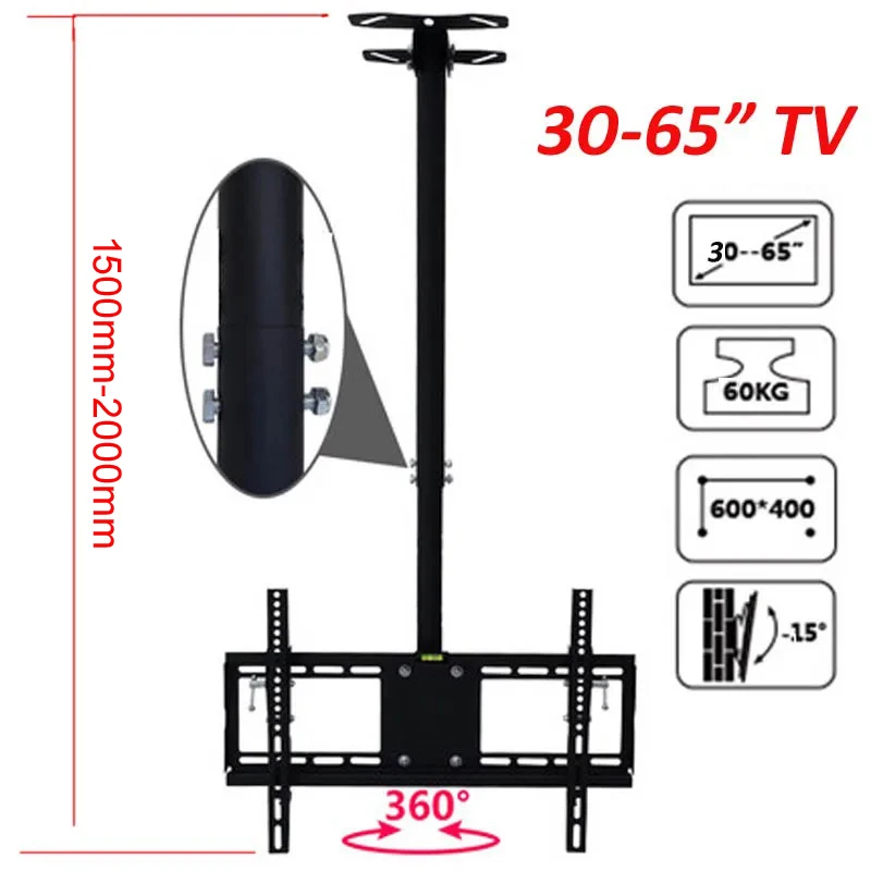 Soporte de pared para tv lcd, accesorio de montaje en techo de acero DLC-904MHL, 600X400 46 "65" 15, inclinación hacia arriba y hacia abajo, giratorio, 1500mm-2000mm