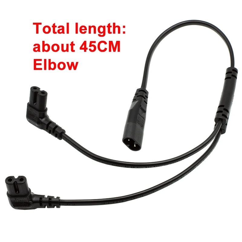 1 unidad IEC 320 C8 2 pines macho a 2 x C7 hembra Y Cable de alimentación dividido negro/blanco IEC 320 C7 a C8 cables de extensión C8 macho a C7 hembra - imagen 2