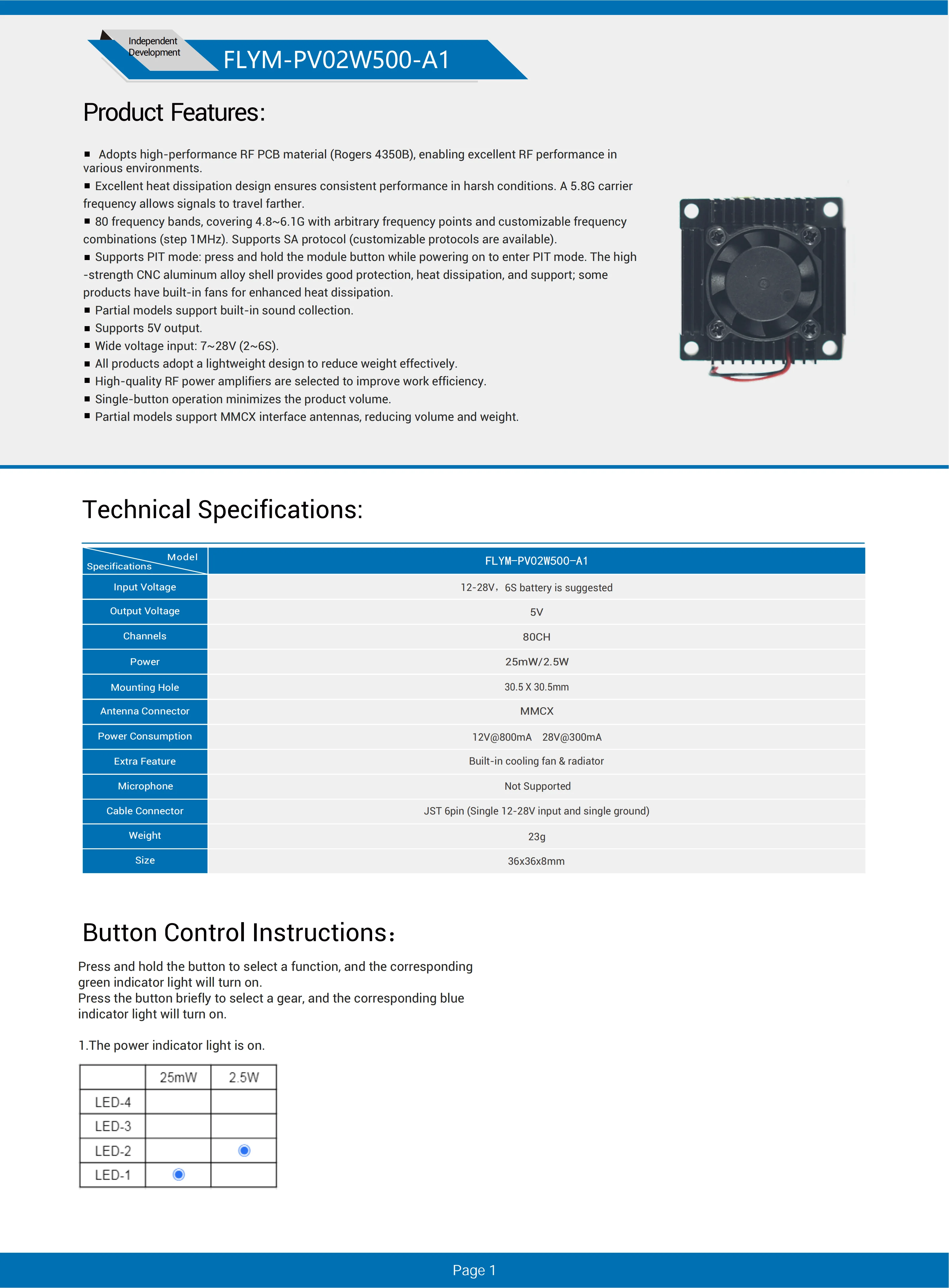 5,8G 2,5 W 80CH VTX FPV transmisor potencia 25 mW/2,5 W para Dron FPV de avión RC de largo alcance - imagen 2