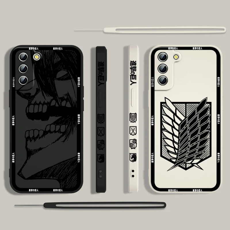 Funda de teléfono con logotipo de Anime Attack On Titan para Samsung Galaxy S24, S23, S22, S21, S20 Pro FE Plus, funda de cuerda izquierda Ultra líquida - imagen 2
