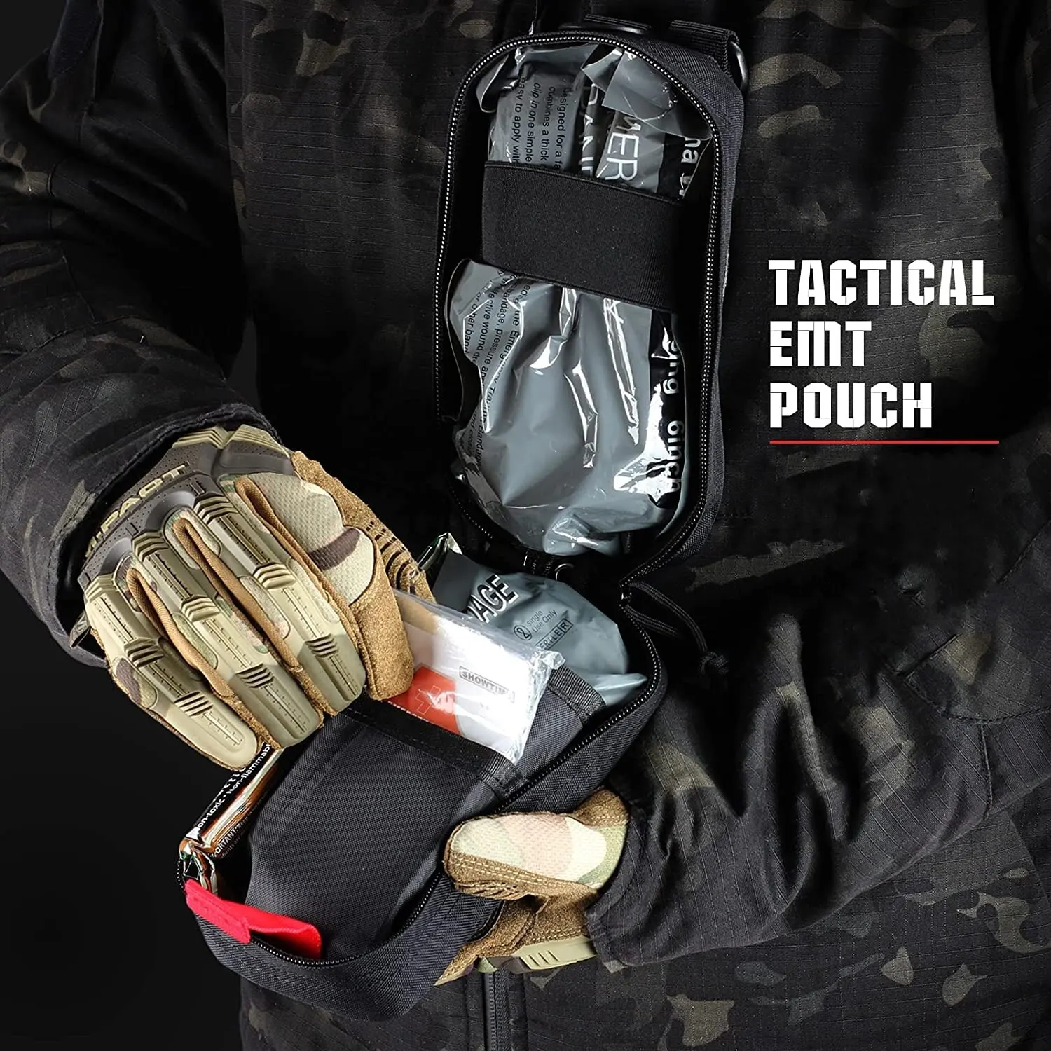 Kit táctico de primeros auxilios EMT bolsa con torniquete tijeras vendaje para emergencia IFAK Trauma Combat - imagen 4