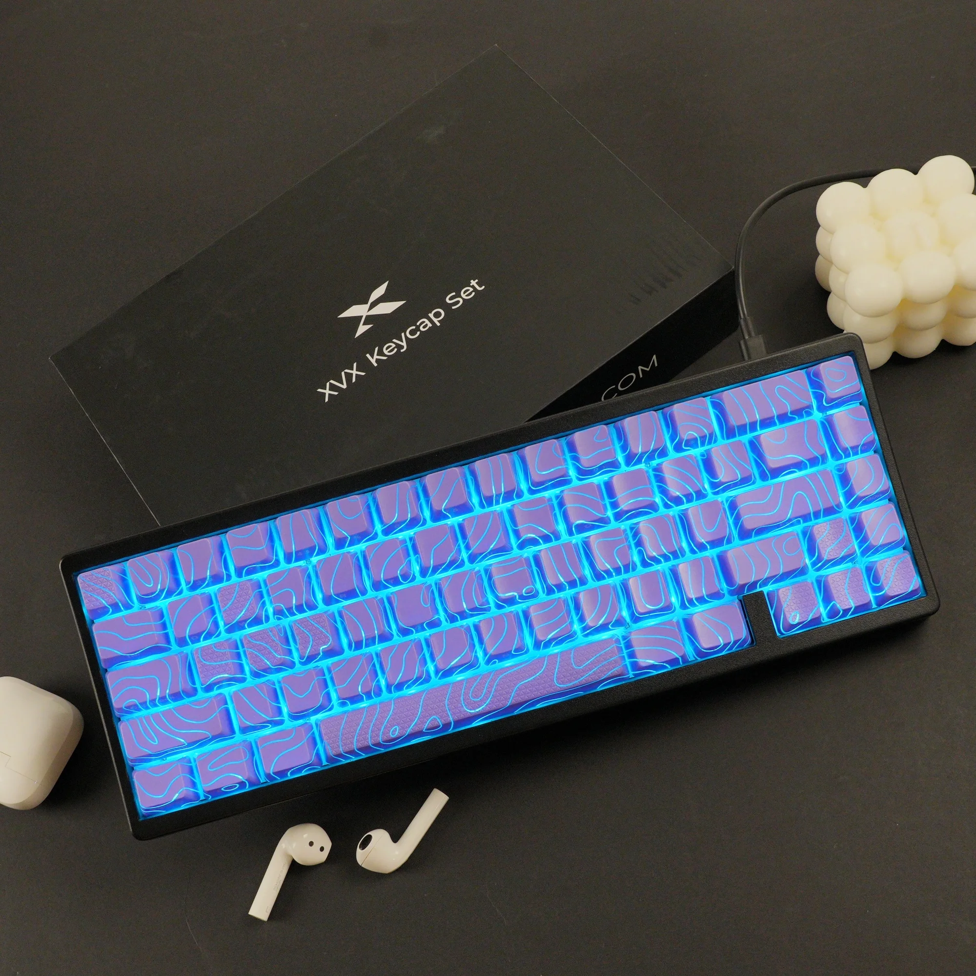 Teclas topográficas moradas XVX, nueva versión, patrón impreso lateral, brillante, perfil OEM, juego de teclas IMD-Tech - imagen 4