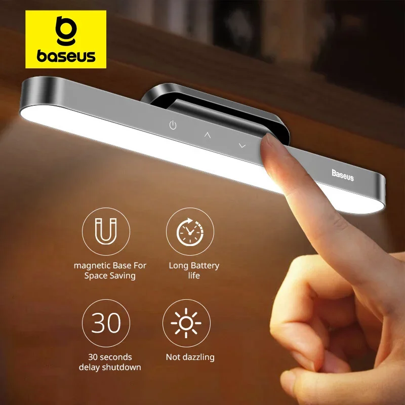 Baseus-Lámpara de mesa LED magnética colgante, luz nocturna con atenuación continua, recargable para armario, dormitorio, cocina