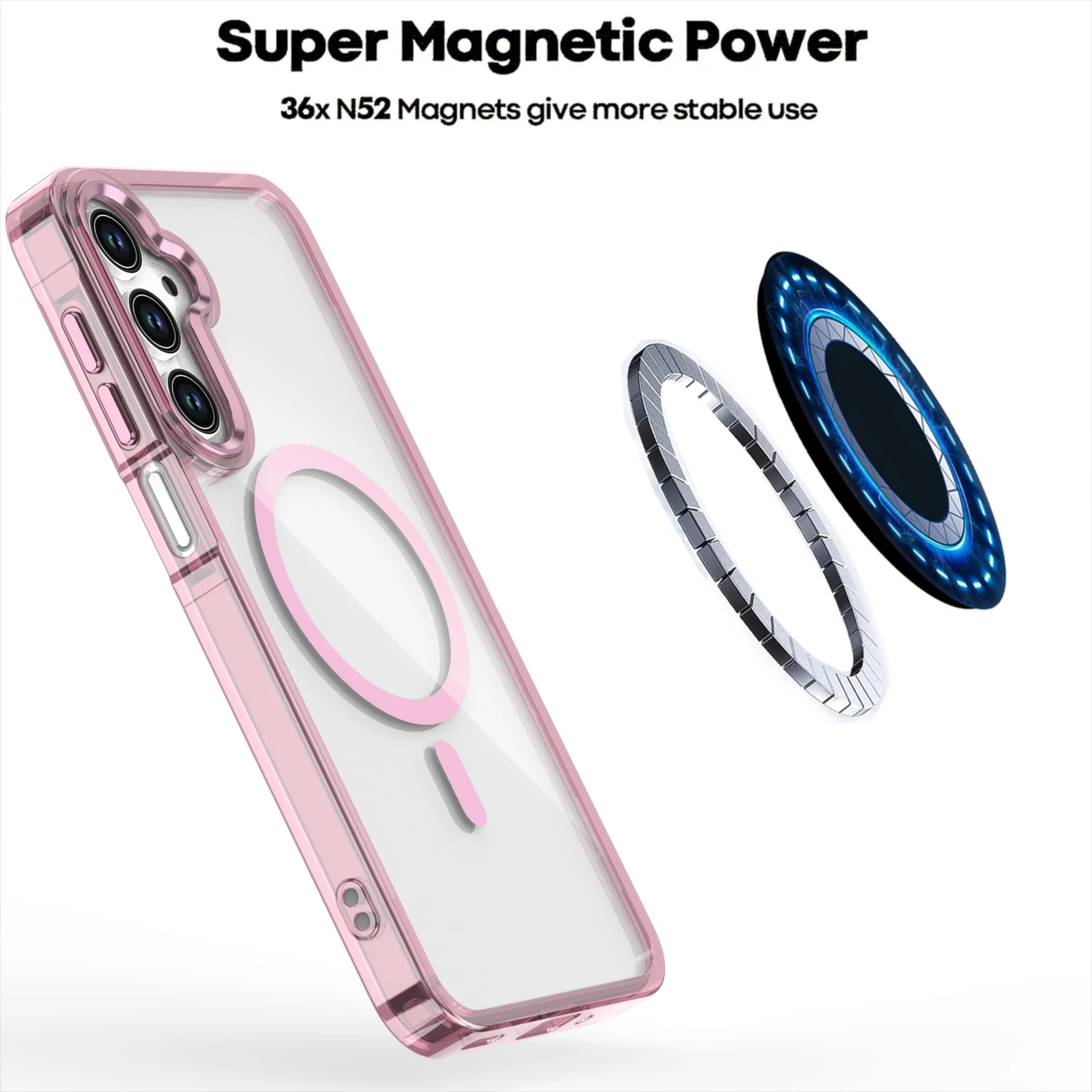 Funda magnética inalámbrica para Samsung Galaxy A04 A05 A13 A14 A15 A25 A32 A35 A51 A52 Magsafe, funda protectora transparente de alta dureza - imagen 2