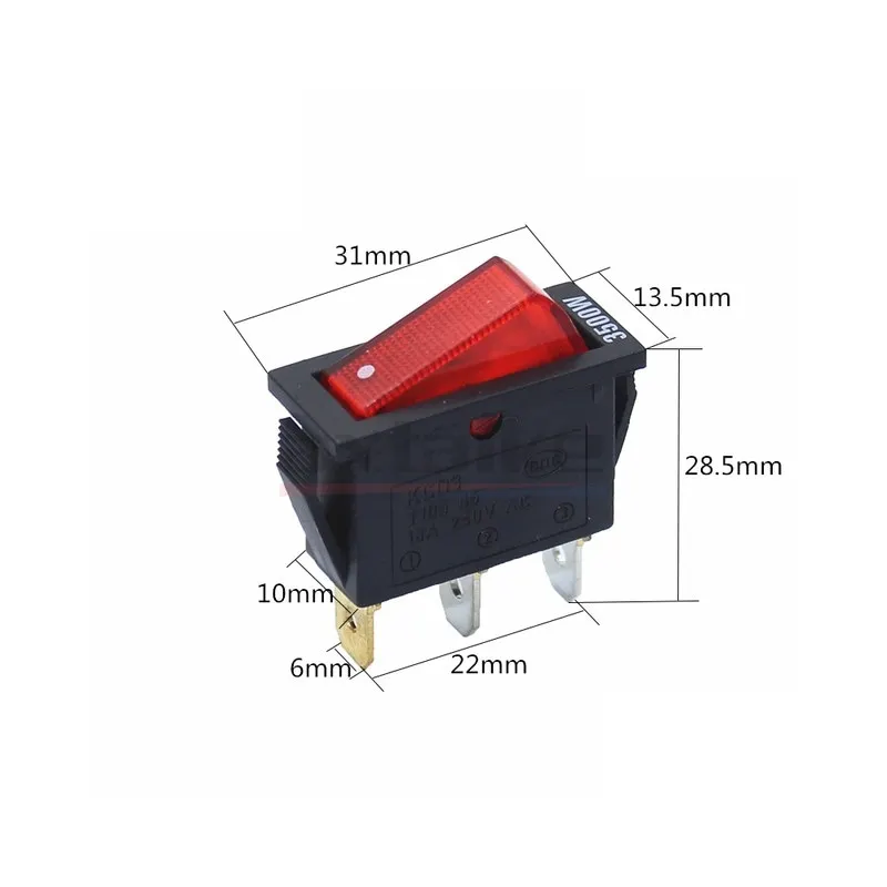 5 uds KCD3 interruptor basculante ON-OFF ON-OFF-ON 2/3 posiciones 2/3 pines equipo eléctrico con interruptor de alimentación de luz 16A 250V / 20A 125V AC - imagen 5