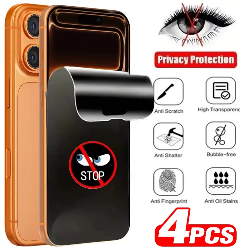 Protector de pantalla de hidrogel suave antipeep, 3 uds., para iPhone 17 16 15 14 Pro Max 16 15 14 Plus 13 12 11 16e 17 Air X XS XR, sin vidrio