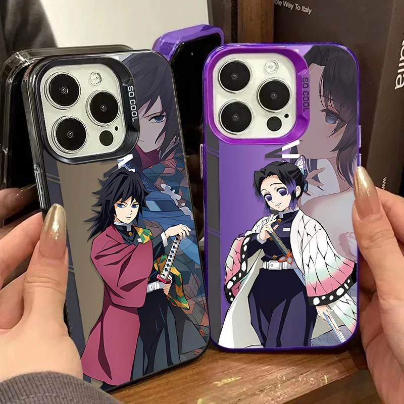 Funda de teléfono genial de Anime d-demon s-slayer para iPhone 16 15 14 13 12 11 Pro Max XS Max XR 7 8 Plus, funda mate de silicona a prueba de golpes - imagen 2