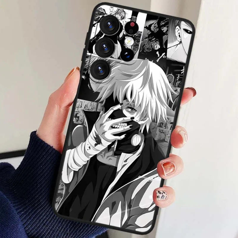 Tokyo Ghoul-anime para Samsung Galaxy S25 S24 S23 S22 S21 S20 S10 S9 S8 FE Lite Ultra Plus 5G funda de teléfono negra - imagen 5