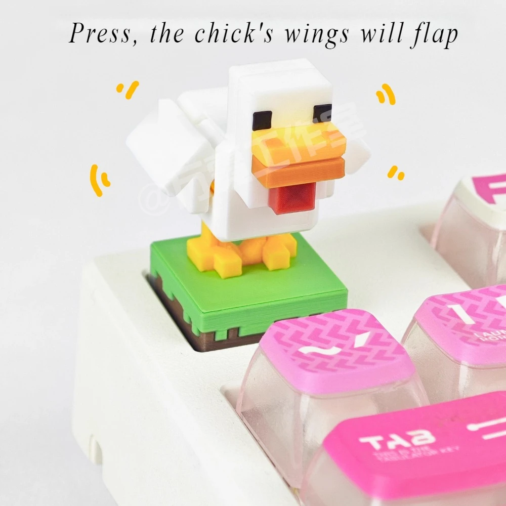 1PC Keycap dinámico pollo mi mundo presione las alas para aleta lindo teclado individual personalizado Keycap
