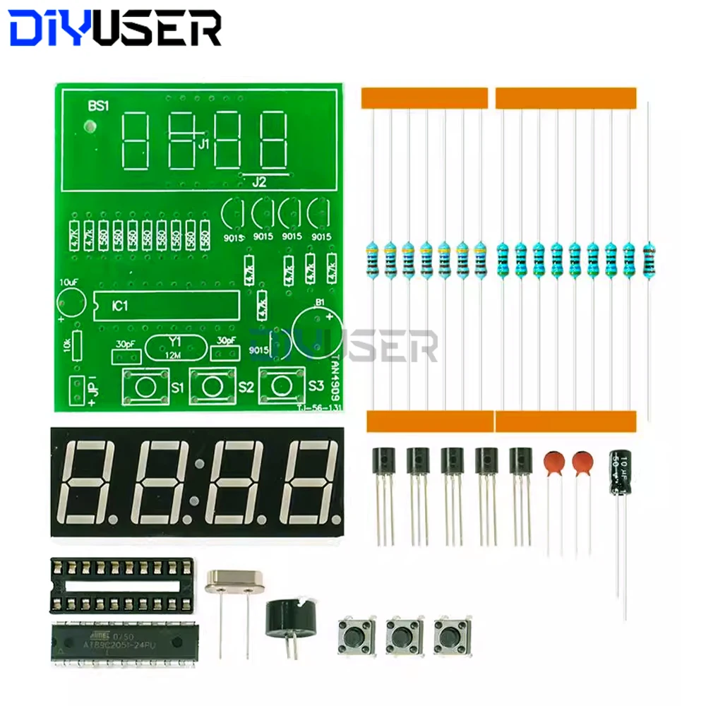 AT89C2051 Kit de soldadura DIY con reloj LED digital de 4 bits |   Módulo de aprendizaje para principiantes compatible con Arduino - imagen 3