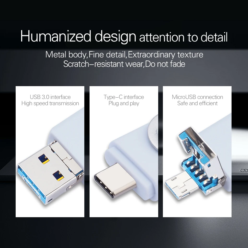 WANSENDA-unidad Flash USB OTG 3 en 1, Pendrive de alta velocidad, tipo C, 3,0 GB, 512GB, 256GB, 64GB, 32GB, 128 - imagen 3