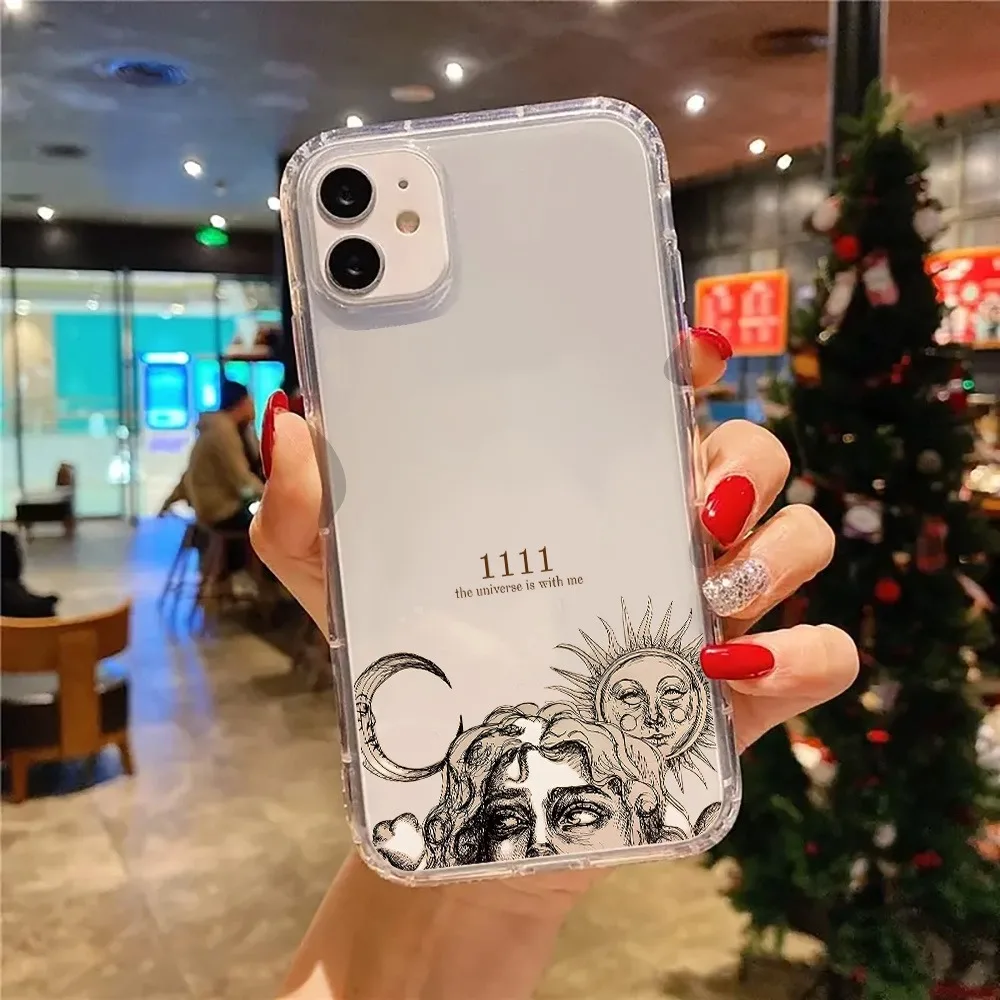 Funda de teléfono transparente estética Vintage Sun Moon The Universe Is With Me para iPhone 17 16 11 12 13 14 15 Pro Max Plus XR XS 7 8 - imagen 2