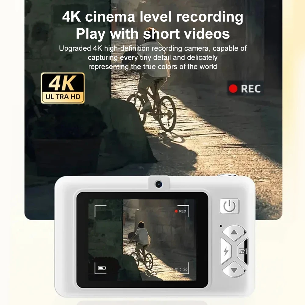 Cámara Digital 4K, fotografía HD de 50MP, cámaras para niños, Selfie de viaje con Zoom 8x, videocámara compacta, cámara pequeña de bolsillo para estudiantes - imagen 5