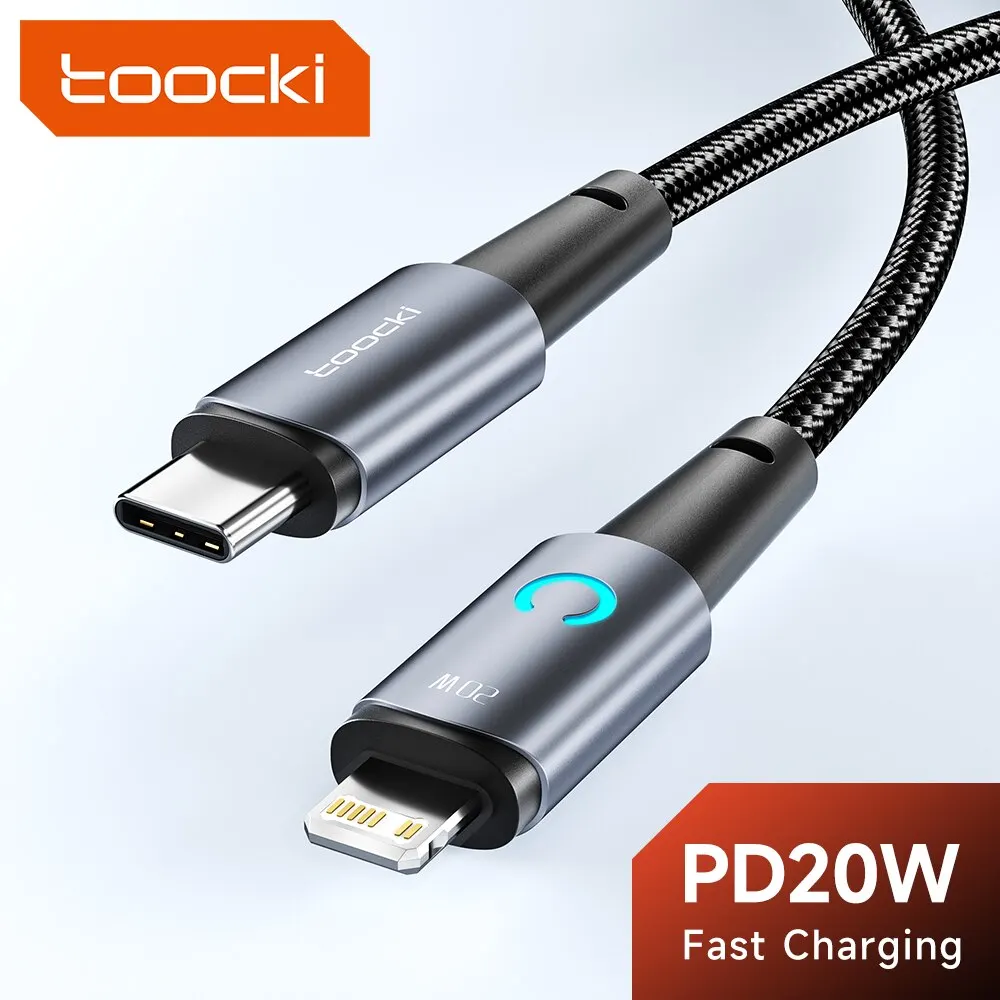Cable Toocki USB C para iPhone 15 12 13 14 Pro Max Mini XS LED PD cargador rápido USB tipo C a cable de datos Lightning 1m 2M