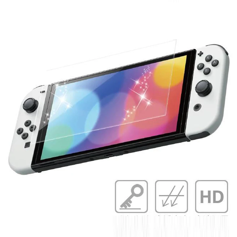 Película protectora de pantalla antiarañazos para Nintendo Switch OLED NS, accesorios de consola de juegos, película protectora de pantalla de vidrio templado - imagen 2