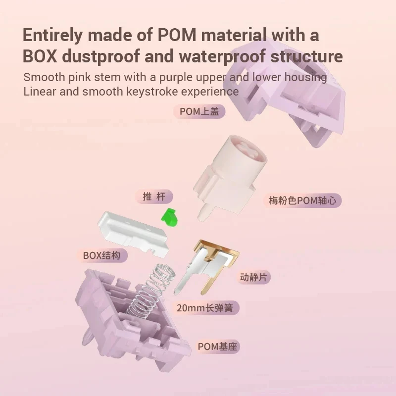 Kailh BOX-interruptor de teclado de helado de bayas de hielo, Pro, crema plateada rápida, POM completo, gatillo rápido, interruptor de teclado mecánico suave - imagen 3