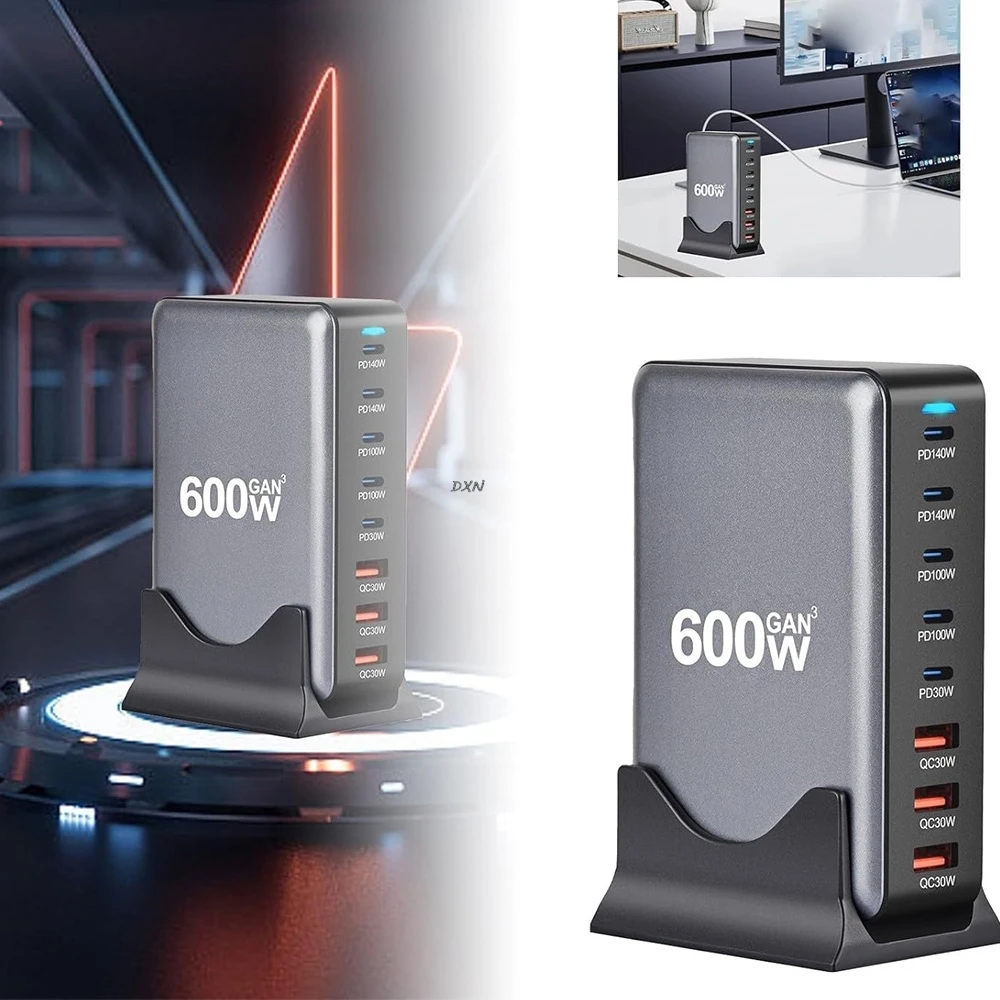 2025 caliente 600W GaN cargador rápido 8 puertos USB C tipo C estación de carga rápida PD3.1 adaptadores para iPhone 16 15 Samsung Xiaomi Huawei - imagen 2
