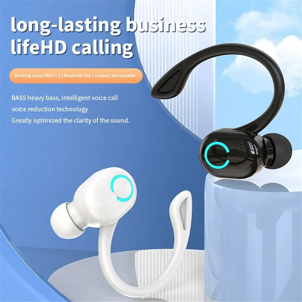 Auriculares inalámbricos Bluetooth 5,2, tapones para los oídos con un solo gancho, batería de larga duración, auriculares de negocios, auriculares para teléfono móvil - imagen 3