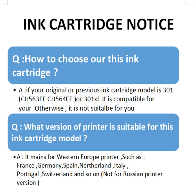 vilaxh For HP301 Ink Cartridge for HP Envy 4500 4501 4502 4503 4504 4505 4507 4508 4509 Deskjet 3050 3054 3060 Printer HP301xl - imagen 4