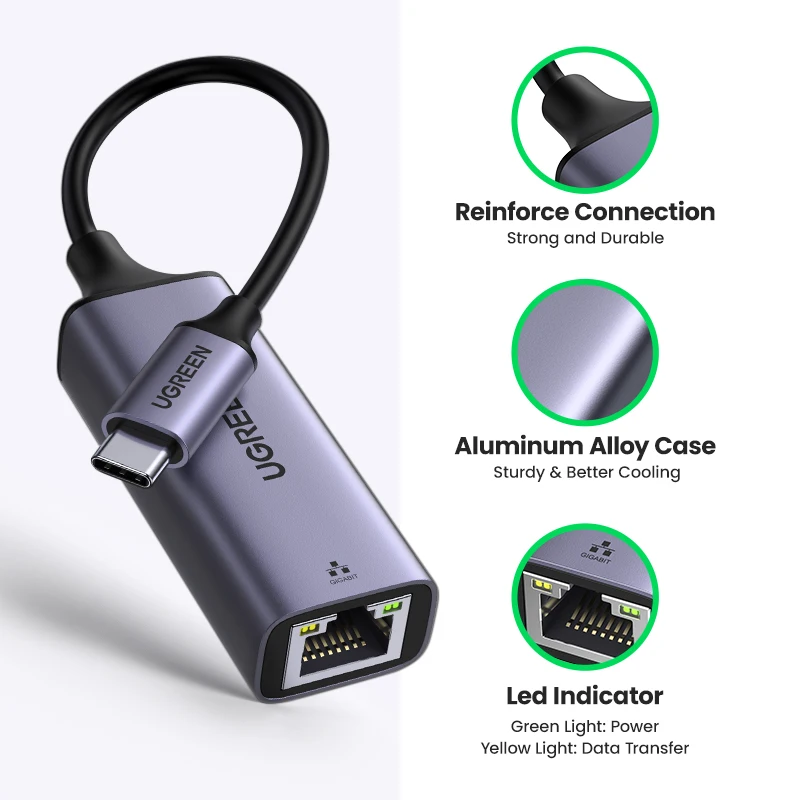 UGREEN Adaptador Ethernet USB-C Gigabit MacBook iPad