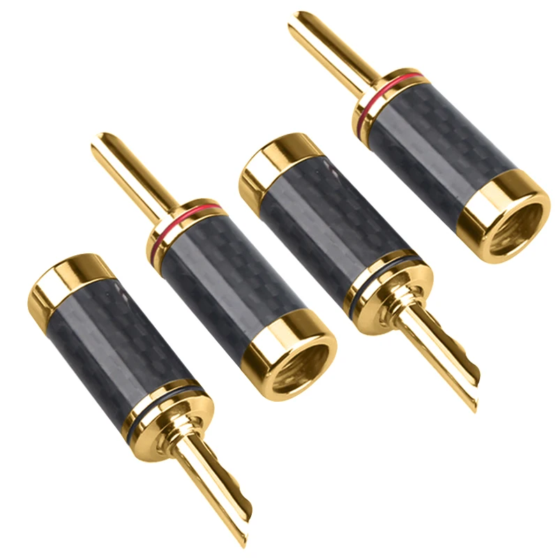 Alta calidad 8 Uds Hifi BFA conector banana chapado en oro/rodio cable de altavoz de audio de fibra de carbono conector banana - imagen 2