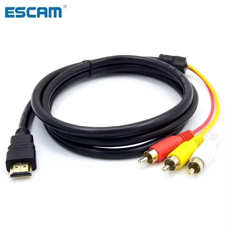 1080P 1,5 M compatible con HDMI a 3 RCA Video Audio Cable compatible con HDMI adaptador convertidor de Cable AV para TV Set-Box DVD portátil - imagen 3