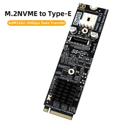 Adaptador USB 3.2 Tipo-E a M.2 NVMe PCIe para placa base