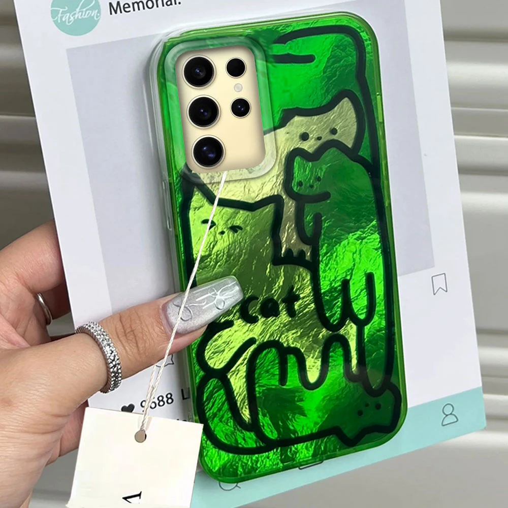 Para Samsung Galaxy S25 Edge S24 S23 S22 S21 S20 FE Plus Ultra lindo línea púrpura gato patrón de vórtice parachoques a prueba de golpes funda de teléfono - imagen 2